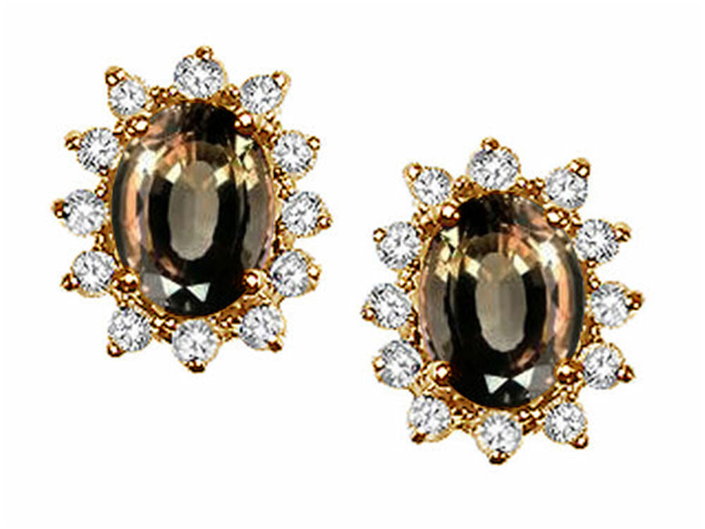 Tommaso Design™ Oval 8x6 mm Genuine Smoky Quartz Earrings