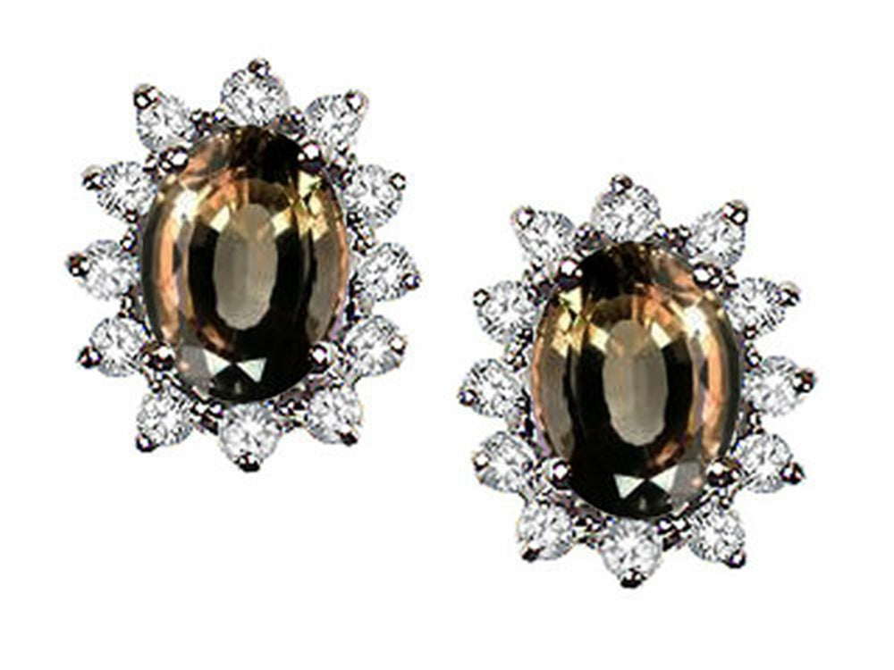 Tommaso Design™ Oval 8x6 mm Genuine Smoky Quartz Earrings