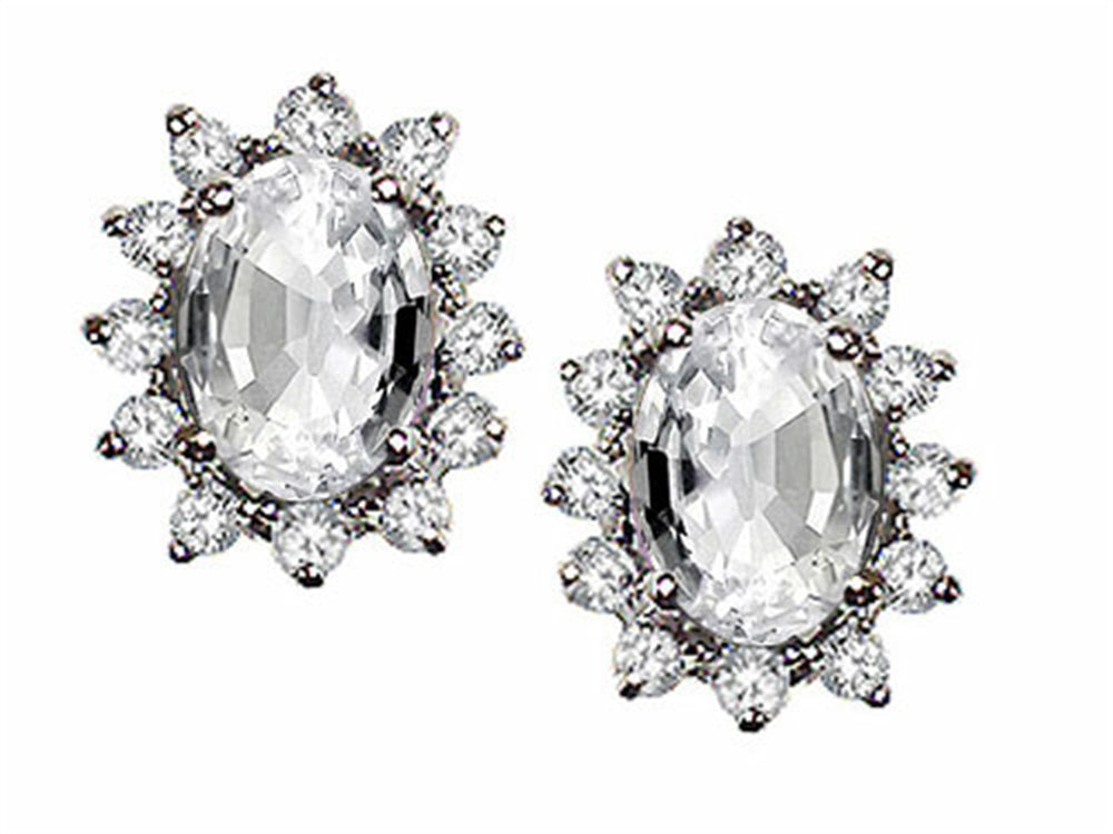 Tommaso Design Oval 8x6 mm Genuine White Topaz Earrings