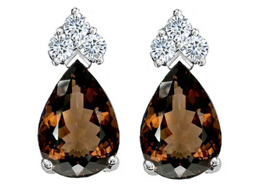 Tommaso Design™ Pear Shape 8x6mm Genuine Smoky Quartz Earrings