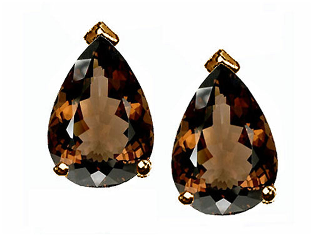 Tommaso Design Pear Shaped 8x6mm Genuine Smoky Quartz Earrings
