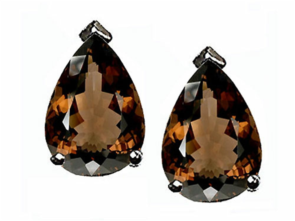 Tommaso Design™ Pear Shaped 8x6mm Genuine Smoky Quartz Earrings