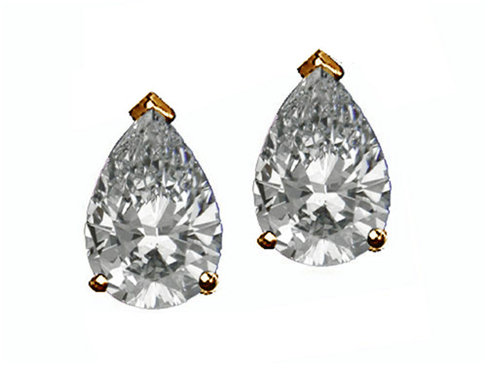 Tommaso Design Pear Shape 8x6mm Genuine White Topaz Earrings