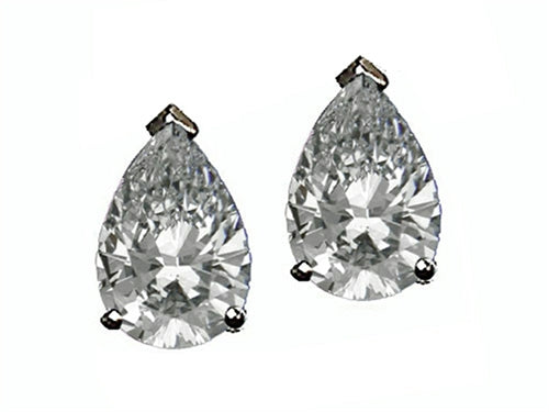 Tommaso Design Pear Shape 8x6mm Genuine White Topaz Earrings