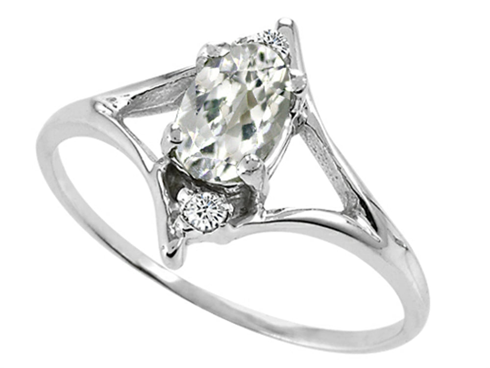 Tommaso Design Oval 6x4 mm Genuine White Topaz Ring