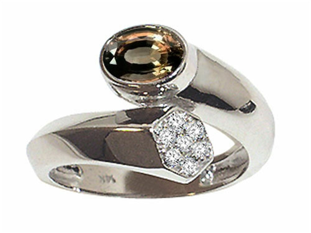 Tommaso Design Oval 7x5mm Genuine Smoky Quartz Ring