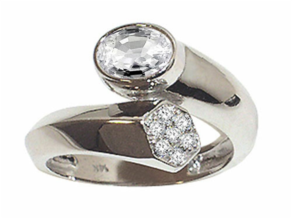Tommaso Design Genuine White Topaz Ring