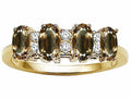 Tommaso Design Oval 5x3mm Genuine 4 Stone Smoky Quartz Ring