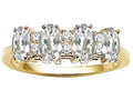 Tommaso Design Oval 5x3mm Genuine 4 Stone White Topaz Ring