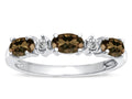 Tommaso Design Oval 5x3mm Genuine Smoky Quartz three stone oval band