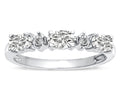 Tommaso Design Oval 5x3mm Genuine White Topaz three stone oval band