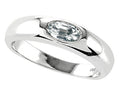 Tommaso Design Oval 6x4mm Genuine White Topaz Birthstone Wedding Band