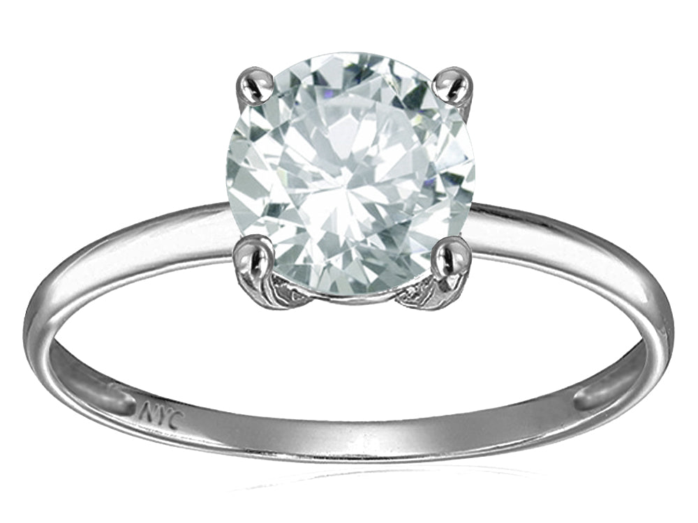 Original Star K 7mm Round Genuine White Topaz Solitaire Engagement Ring