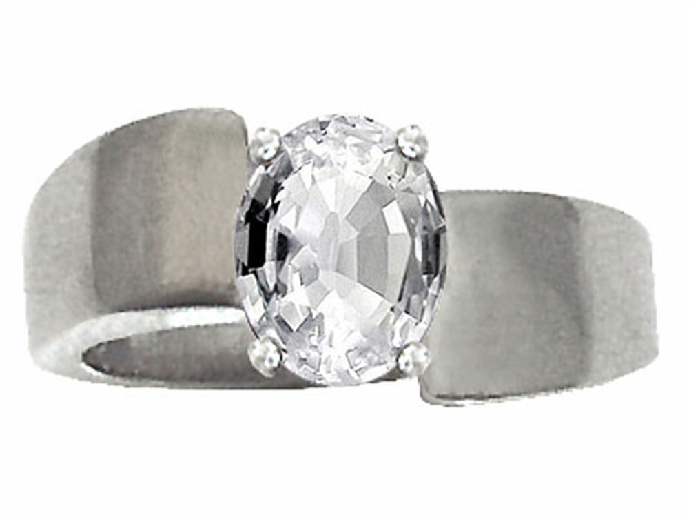 Tommaso Design Genuine White Topaz Ring