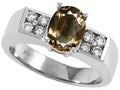 Tommaso Design Oval 8x6 mm Genuine Smoky Quartz Ring