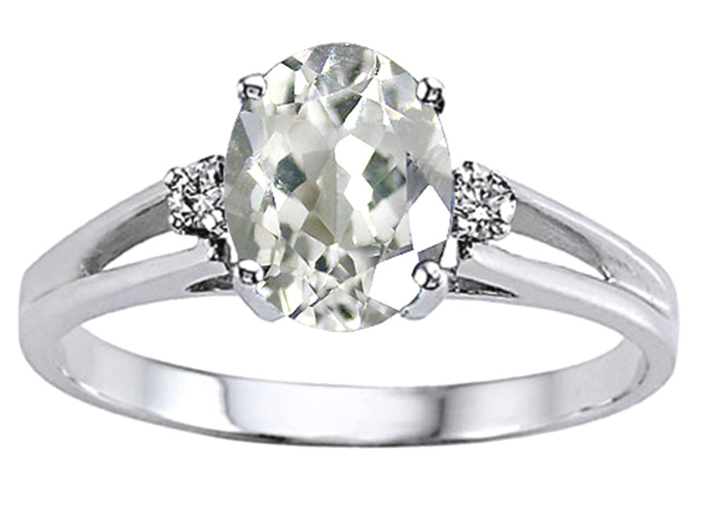 Tommaso Design Oval 8x6 mm Genuine White Topaz Ring