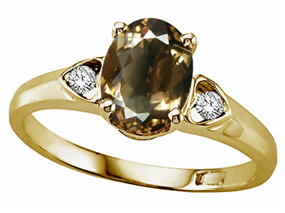 Tommaso Design Oval 8x6mm Genuine Smoky Quartz Ring