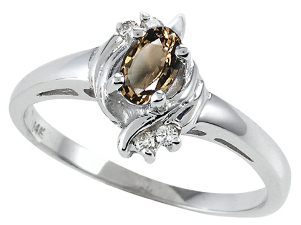 Tommaso Design Oval 5x3 mm Genuine Smoky Quartz Ring