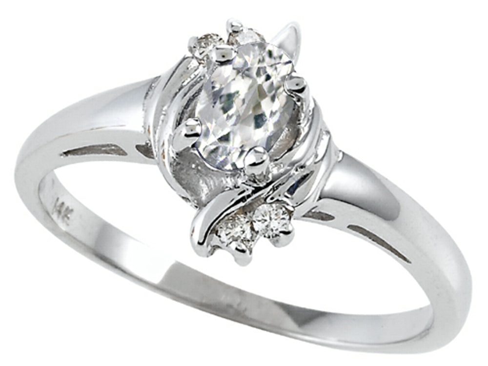 Tommaso Design Oval 5x3 mm Genuine White Topaz Ring