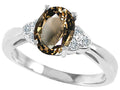 Tommaso Design Oval 8x6mm Genuine Smoky Quartz s Ring