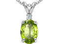 Tommaso Design Oval 8x6 mm Genuine Peridot Pendant Necklace