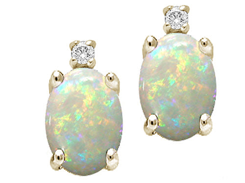 Tommaso Design Oval 8x6mm Genuine Opal Earrings
