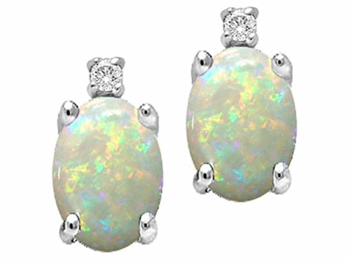 Tommaso Design Oval 8x6mm Genuine Opal Earrings