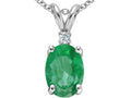 Tommaso Design Oval 8x6 mm Genuine Emerald Pendant Necklace