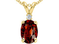 Tommaso Design Oval 8x6 mm Genuine Garnet Pendant Necklace