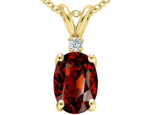 Tommaso Design™ Oval 8x6 mm Genuine Garnet Pendant Necklace
