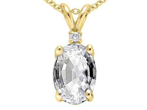Tommaso Design Oval 8x6 mm Genuine White Topaz Pendant Necklace
