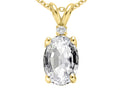 Tommaso Design Oval 8x6 mm Genuine White Topaz Pendant Necklace