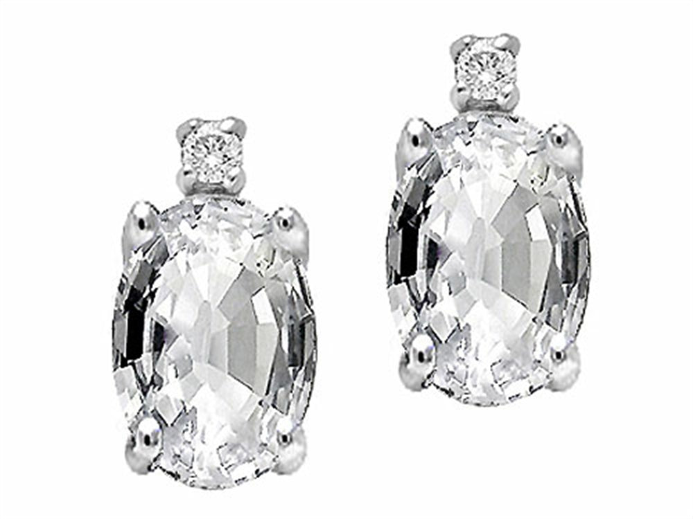 Tommaso Design Oval 8x6 mm Genuine White Topaz Earrings