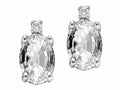 Tommaso Design Oval 8x6 mm Genuine White Topaz Earrings