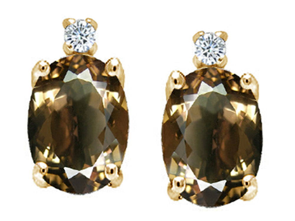 Tommaso Design™ Oval 8x6 mm Genuine Smoky Quartz Earrings