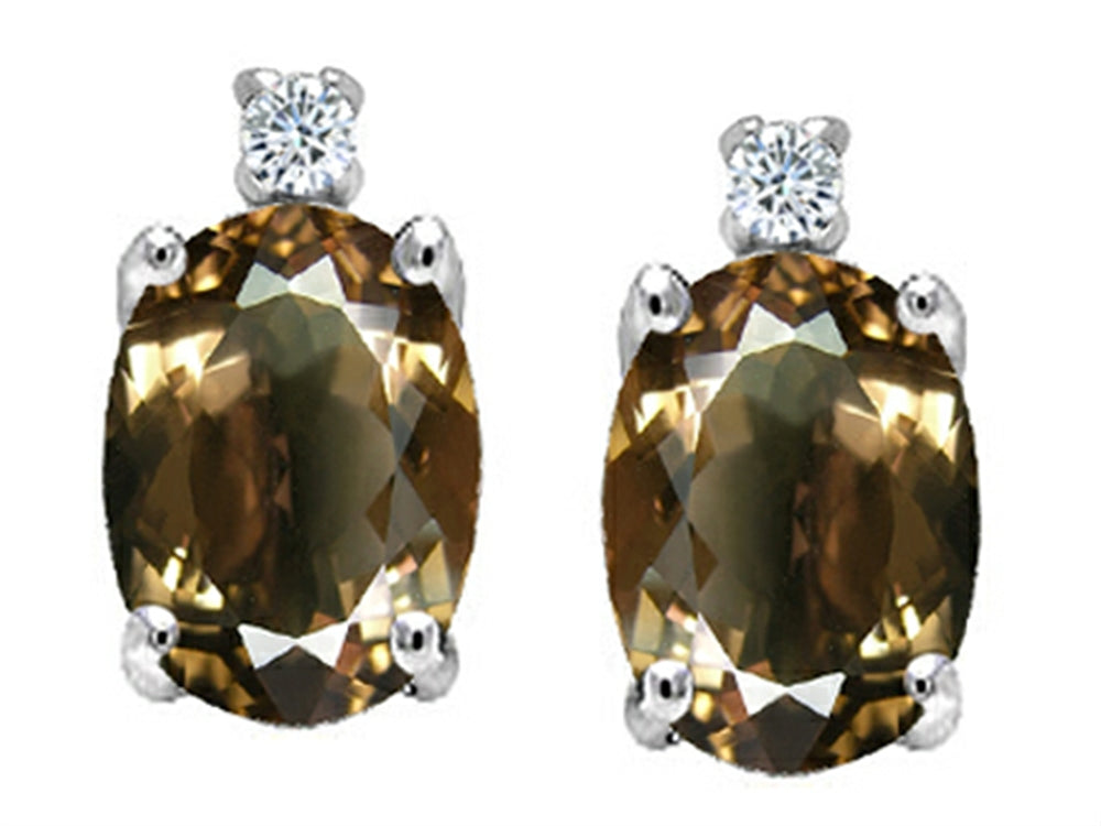 Tommaso Design™ Oval 8x6 mm Genuine Smoky Quartz Earrings