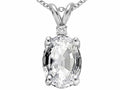 Tommaso Design Oval 9x7 mm Genuine White Topaz Pendant Necklace