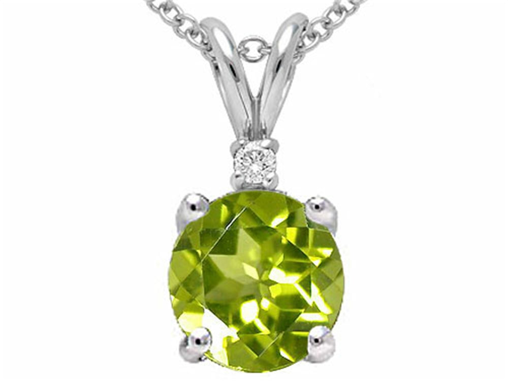 Tommaso Design Round 7mm Genuine Peridot Pendant Necklace