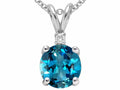 Tommaso Design Round 7mm Genuine Blue Topaz Pendant Necklace