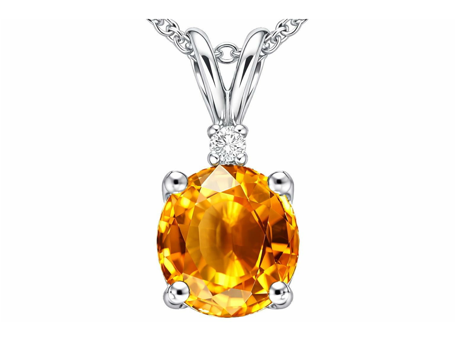 Tommaso Design Round 6mm Genuine Citrine Pendant Necklace