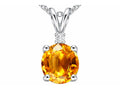 Star K Round 6mm Genuine Citrine Pendant Necklace