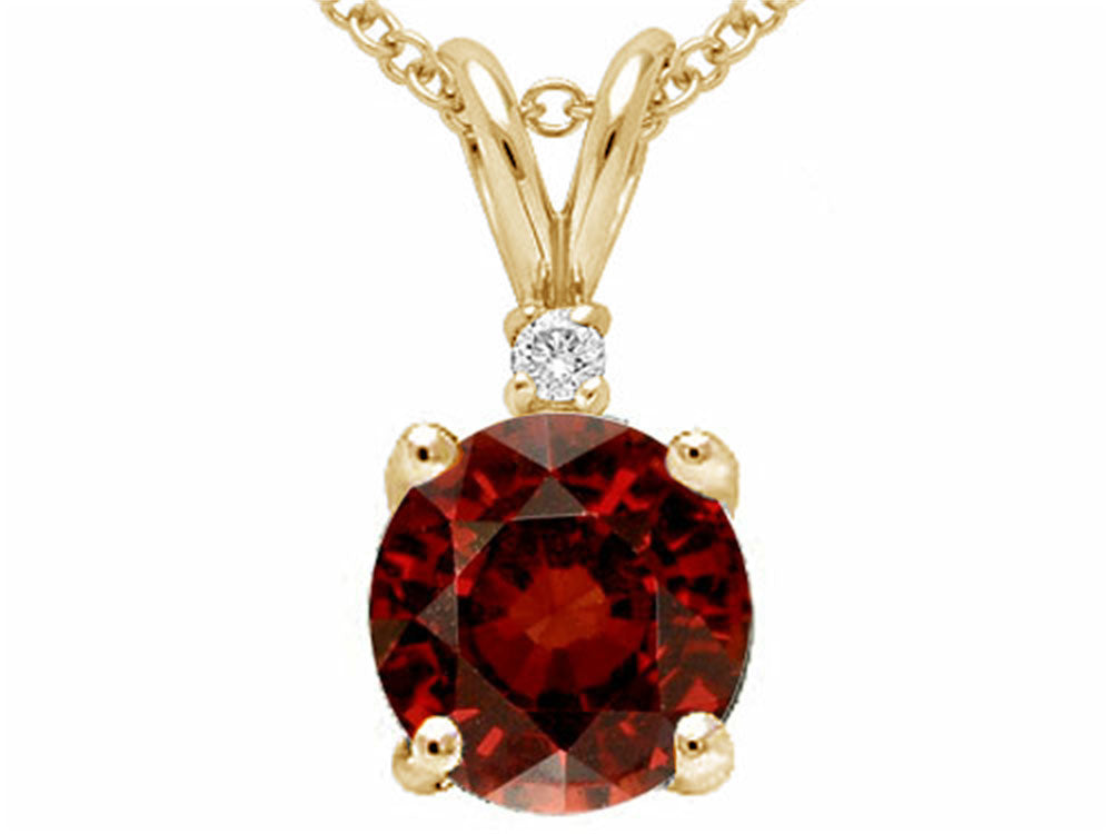 Tommaso Design™ Round 6mm Genuine Garnet Pendant Necklace