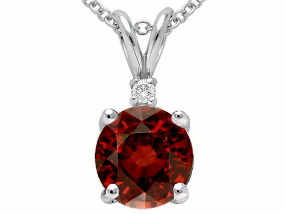 Tommaso Design Round 6mm Genuine Garnet Pendant Necklace