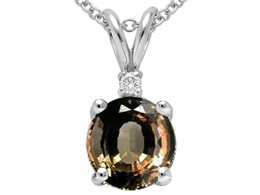 Tommaso Design Round 6mm Genuine Smoky Quartz Pendant Necklace