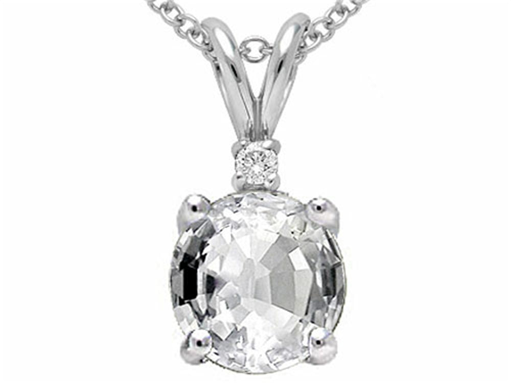 Tommaso Design Round 6mm Genuine White Topaz Pendant Necklace