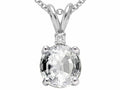 Tommaso Design Round 6mm Genuine White Topaz Pendant Necklace