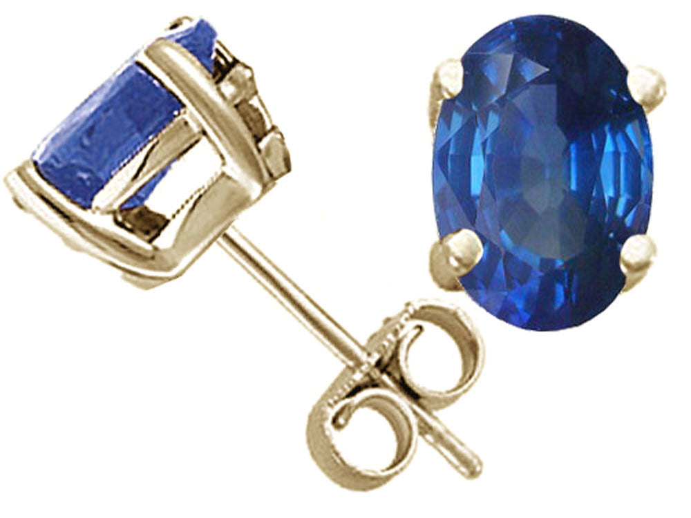 Tommaso Design™ Oval 7x5mm Genuine Sapphire Earrings Studs