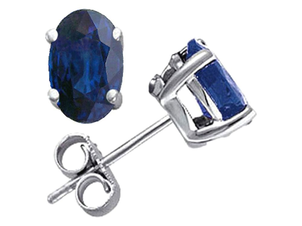 Tommaso Design™ Oval 6x4mm Genuine Sapphire Earrings Studs