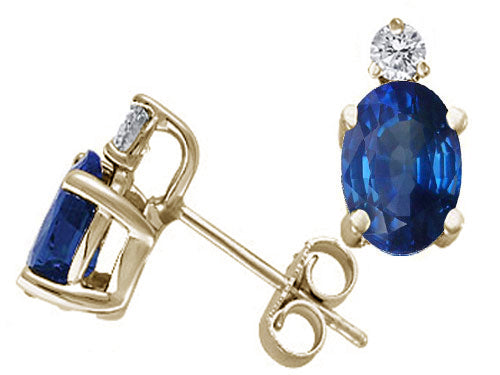 Tommaso Design™ Oval 6x4 mm Genuine Sapphire Earrings Studs