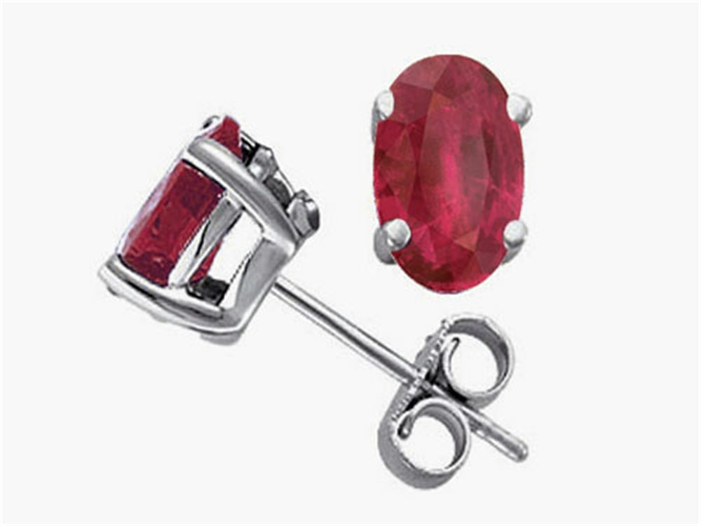 Tommaso Design Oval 6x4mm Genuine Ruby Earrings Studs